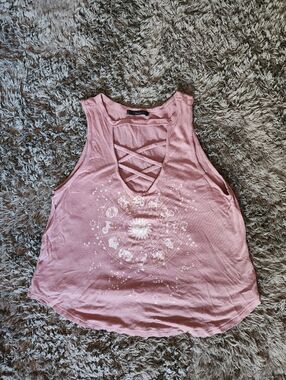 Papaya Pink Crisscross Back Zodiac Graphic Tank